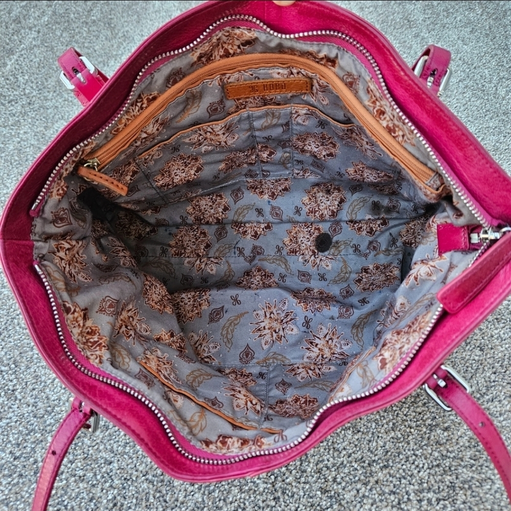 HOBO International Friar Leather Hot Pink Shoulder Bag Magenta Tote Purse VTG - Picture 11 of 16